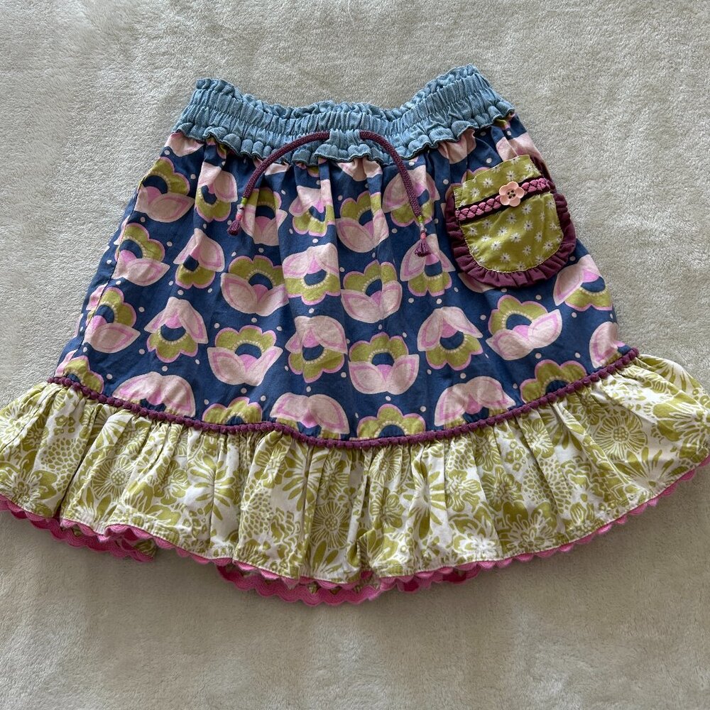 Matilda Jane Skirt Size 8 Multi Pattern Floral Tiered Enchanted Garden Skort